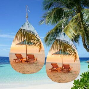 Beach Earrings Dangle hooks Ocean Palm Tree Hawaii Cruise Adirondack Cha…